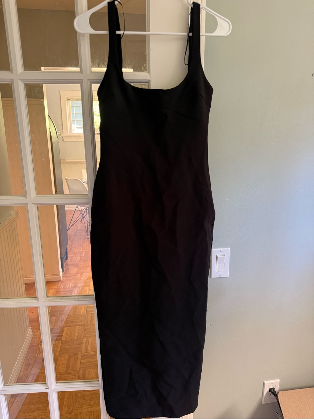 Zara Black Square-Neck Midi Dress